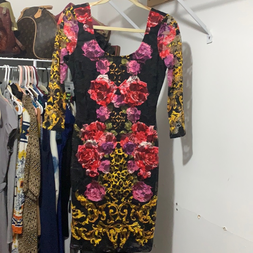 Form fitting Multicolor lace flower dress